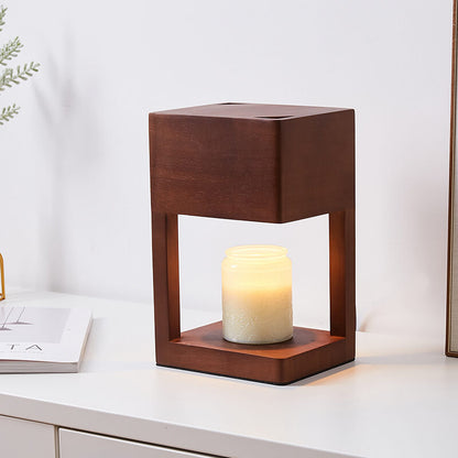 Modern Log Square Geometry 2-Light Melting Wax Table Lamp