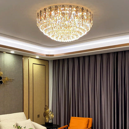 Modern Luxury Crystal Column Dome LED Flush Mount Ceiling Light