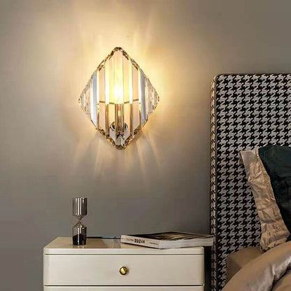 Modern Light Luxury Crystal Triangle Geometry 1/2/3 Light Wall Sconce Lamp