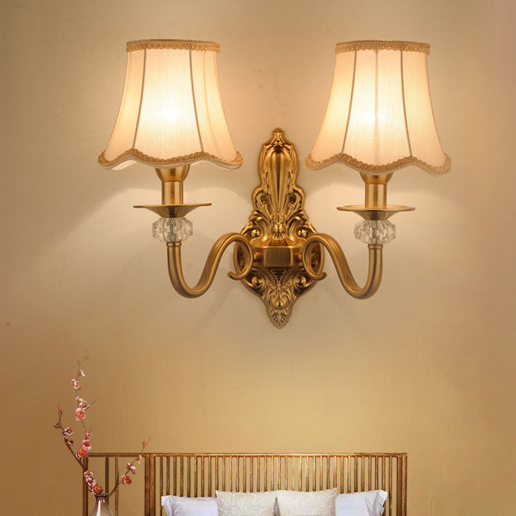 Modern Luxury Hardware Fabric 1/2-Light Wall Sconce Lamp For Living Room