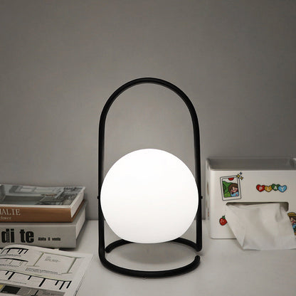Contemporary Nordic Metal PE Ball Egg Cube Cylinder LED Hanging Rechargeable Table Lamp For Bedside