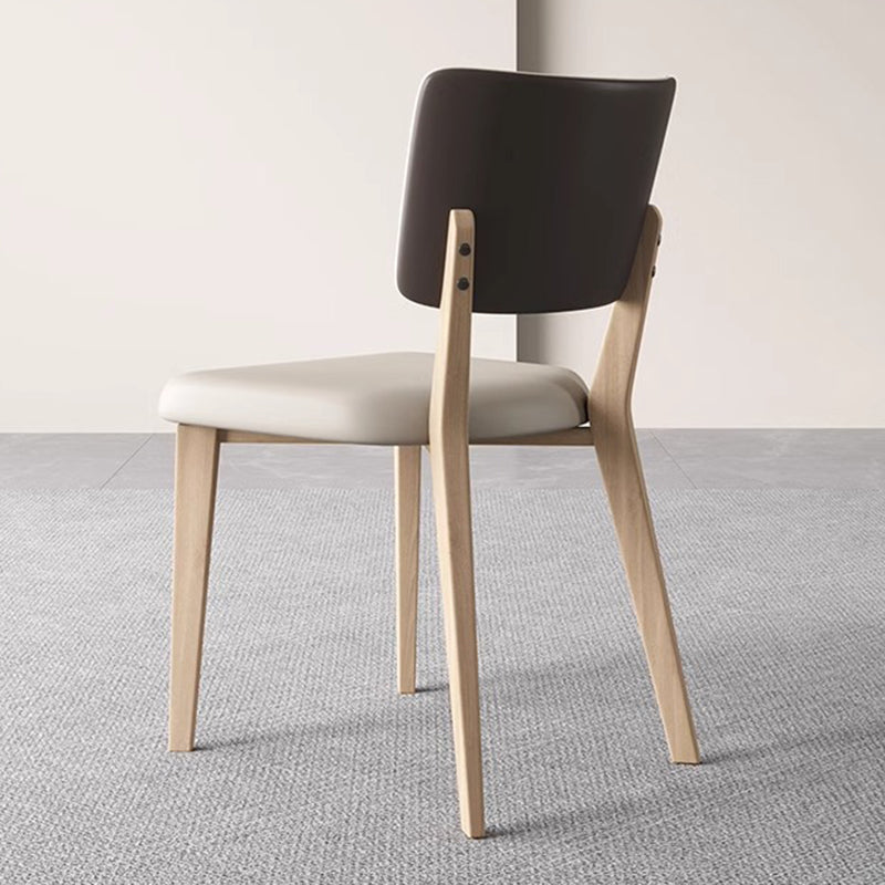 Contemporary Nordic Square PU Leather Solid Wood Frame Dining Chair Backrest For Dining Room