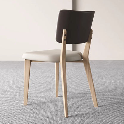 Contemporary Nordic Square PU Leather Solid Wood Frame Dining Chair Backrest For Dining Room