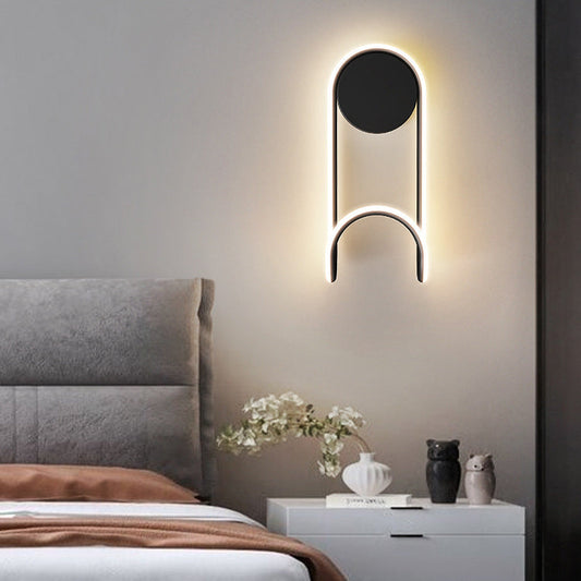 مصباح حائطي عصري من الحديد والألومنيوم والأكريليك بتصميم دائري مع خطاف LED لغرفة النوم 