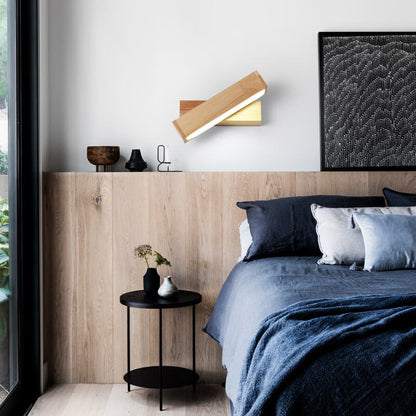 Simple Log Wooden Rectangular Rotatable LED Wall Sconce Lamp