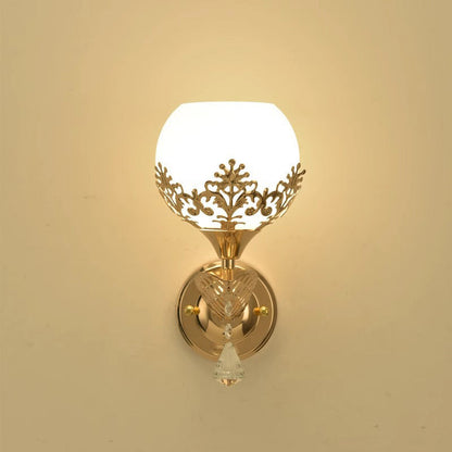 Modern Minimalist Round Flower Iron Glass 1-Light Wall Sconce Lamp For Bedroom