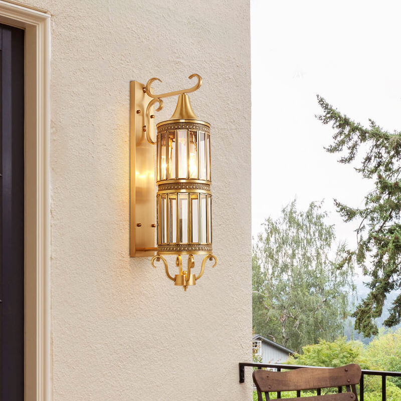 Traditional European Light Luxury Vintage Copper Glass 1/3-Light Wall Sconce Lamp