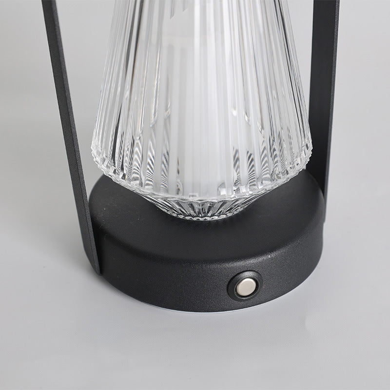 Contemporary Retro Iron Acrylic Elliptical Conic LED Hanging Rechargeable Table Lamp For Bedside