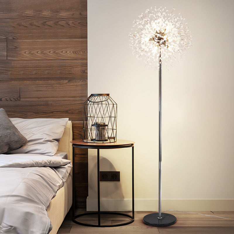 Modern Creative Dandelion Shade Crystal  Aluminum  Marble Base 8/9-Light Standing Floor Lamp
