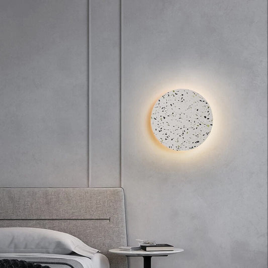 European Modern Round Textured Marble LED Wall Sconce Lamp