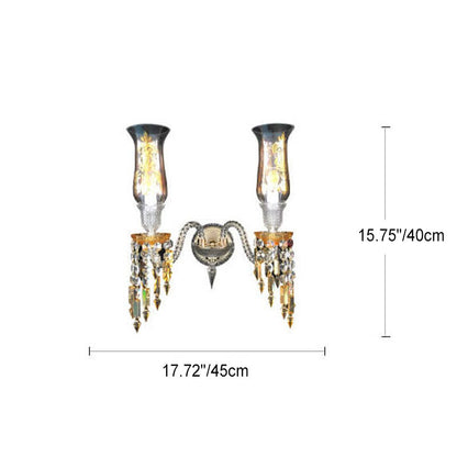 European Light Luxury Crystal Beaded Candle 2-Light Wall Sconce Lamp