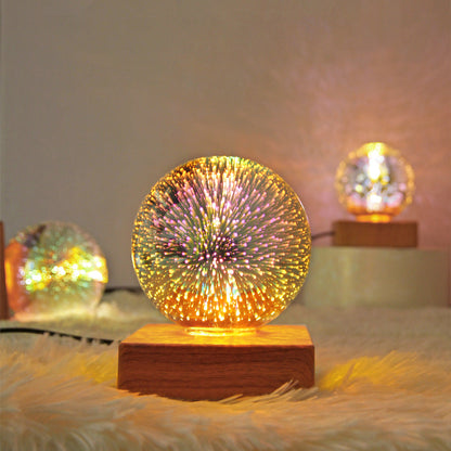Colorful Glass Ball USB Plug-in 1-Light LED Decorative Table Lamp