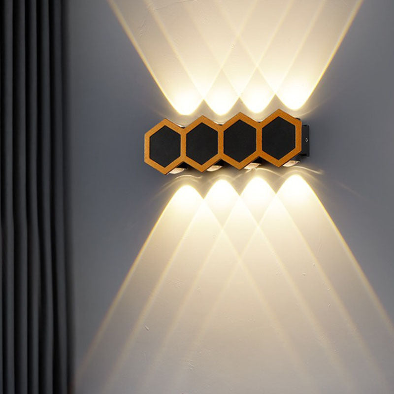 Contemporary Creative Waterproof Aluminum Honeycomb Shape PC Lens LED Wall Sconce Lamp For Outdoor Patio