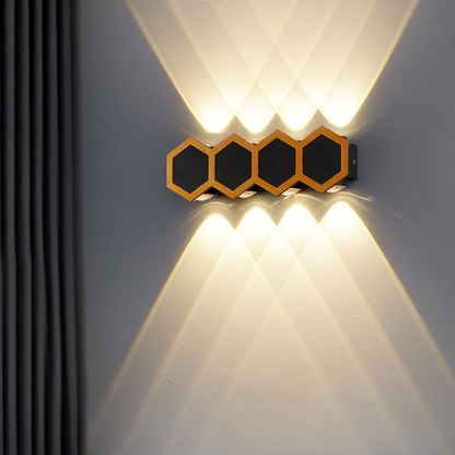 Contemporary Creative Waterproof Aluminum Honeycomb Shape PC Lens LED Wall Sconce Lamp For Outdoor Patio