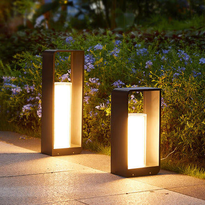 Modern Minimalist Square Frame Stainless Steel Acrylic LED Waterproof Lawn Landscape Light For Outdoor Patio