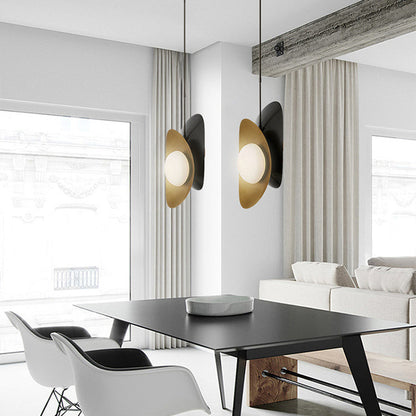 Contemporary Scandinavian Iron Glass Mock Ingot Ball 1-Light Pendant Light For Dining Room