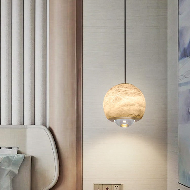 Contemporary Scandinavian Brass Aluminum Marble Ball LED Pendant Light For Bedside