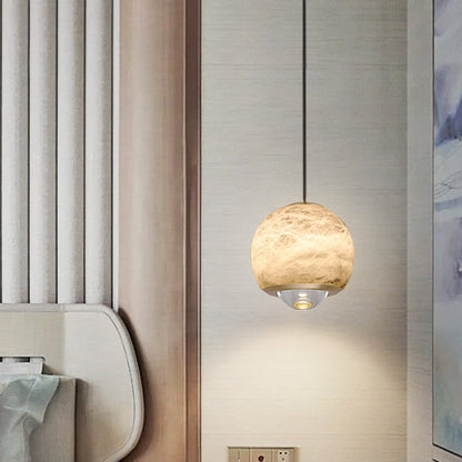 Contemporary Scandinavian Brass Aluminum Marble Ball LED Pendant Light For Bedside