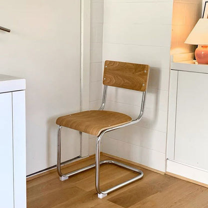 Traditional Vintage Bow Frame Solid Wood Metal Dining Chair Backrest For Dining Room