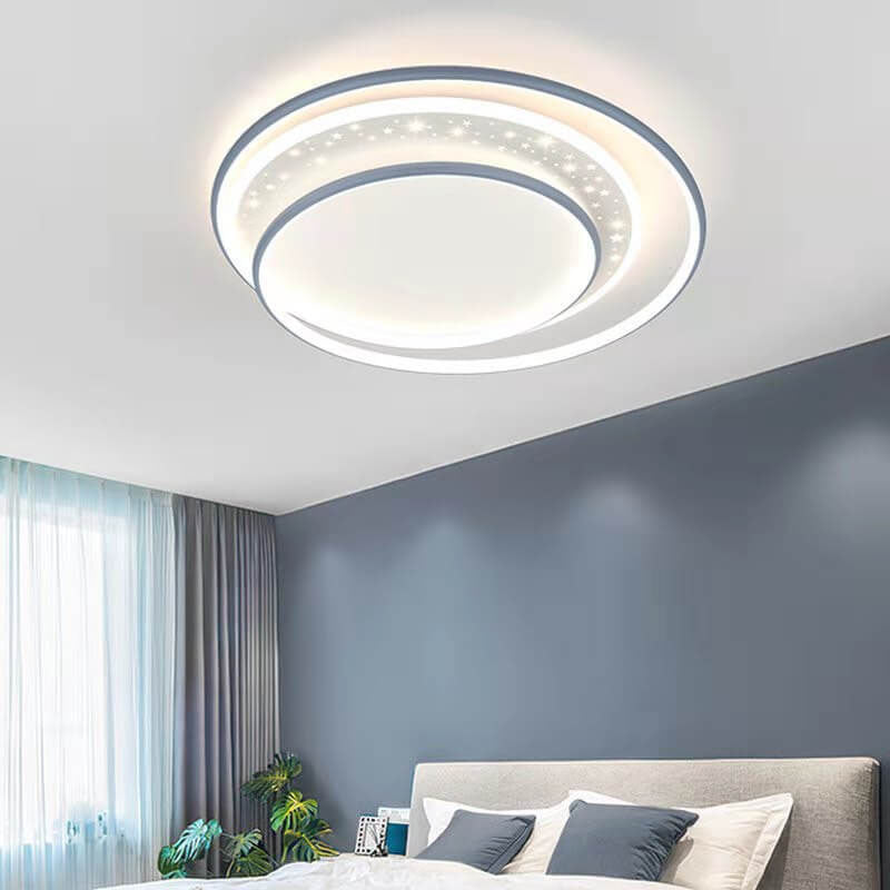 Modern Creative Children's Round Star Aluminum Acrylic LED Flush Mount Lighting