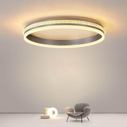 Italian Minimalist Ring Brushed Acrylic LED Flush Mount Ceiling Light