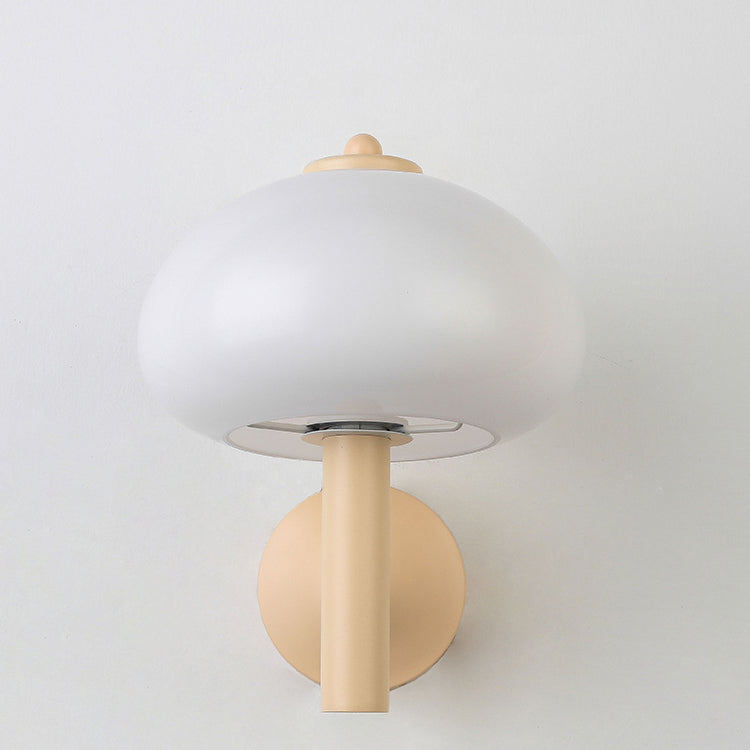 Modern Simplicity Iron Glass Mushroom Round 1-Light Wall Sconce Lamp For Bedside