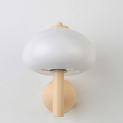 Modern Simplicity Iron Glass Mushroom Round 1-Light Wall Sconce Lamp For Bedside
