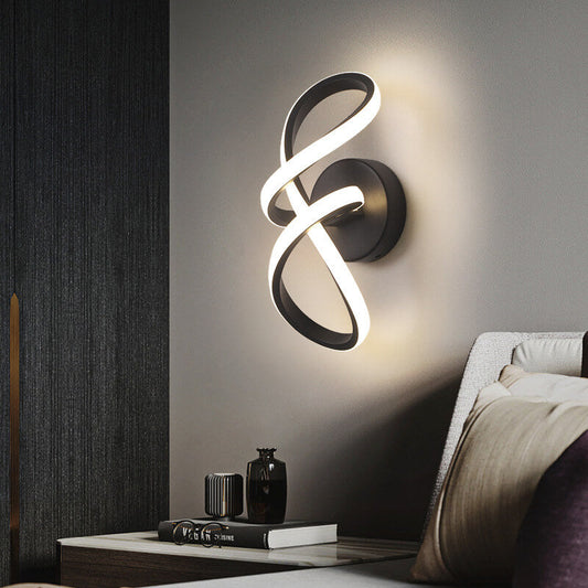 مصباح حائط LED من الألومنيوم بتصميم خط ملتوي بسيط على الطراز الاسكندنافي 