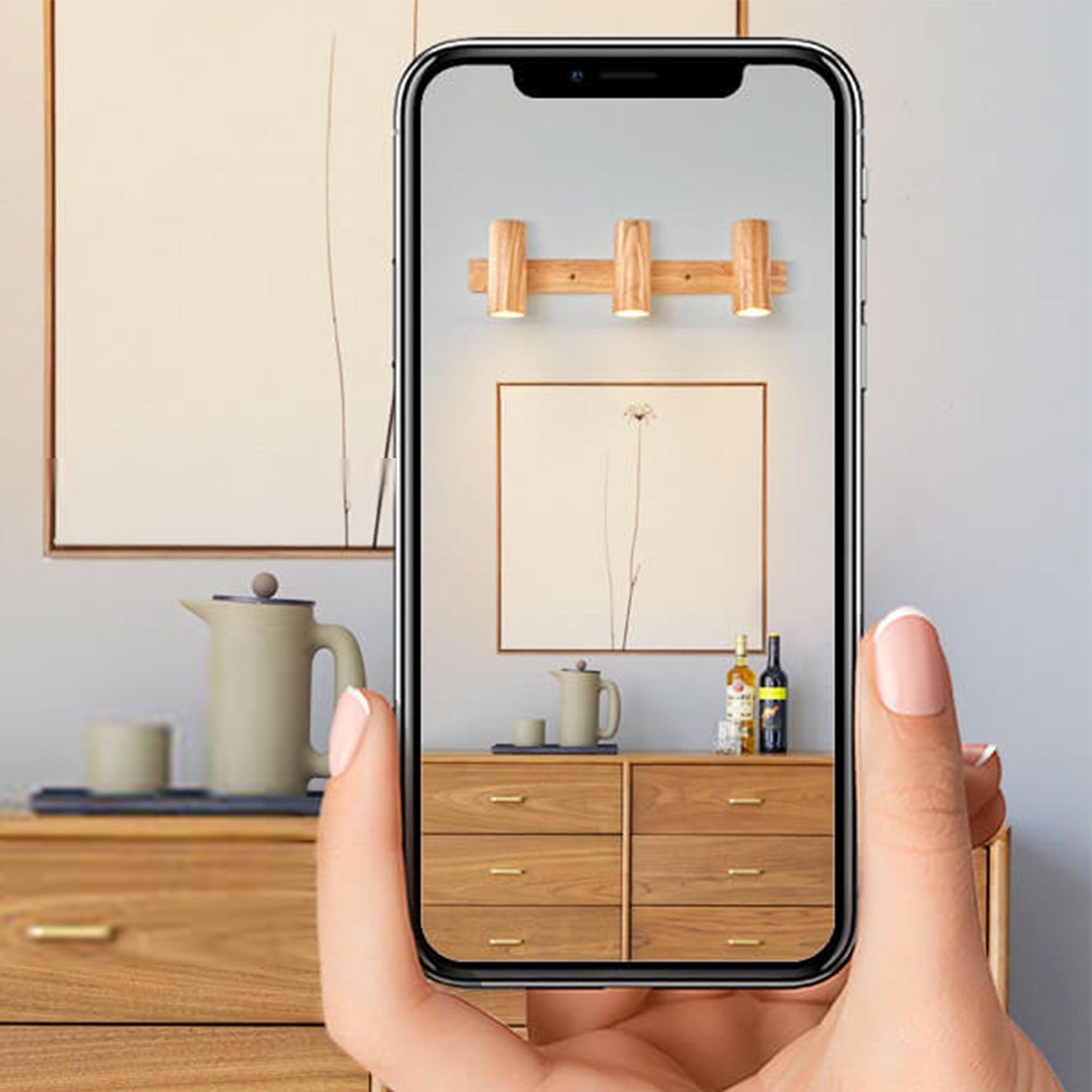 Modern Minimalist Wood Track Spotlight 1/2/3 Light Wall Sconce Lamp