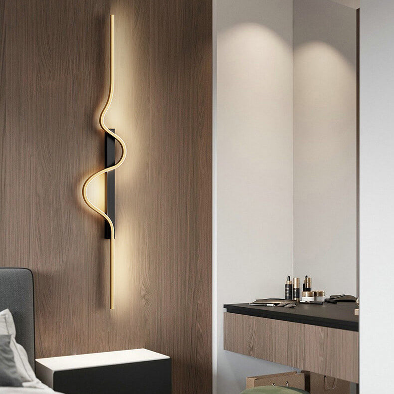 مصباح حائط LED من الألومنيوم بتصميم موجة طويلة عصري وبسيط لغرفة المعيشة