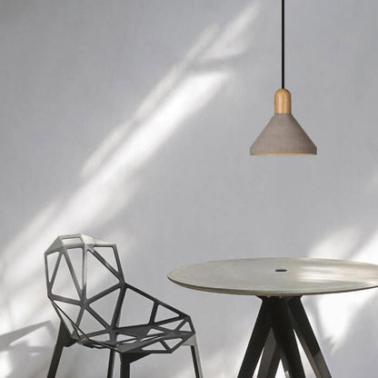 Industrial Style Solid Wood Cement 1-Light Pendant Light