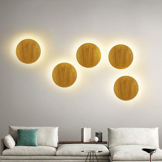 مصباح حائط LED خشبي بيضاوي الشكل غير منتظم بتصميم عصري بسيط لغرفة المعيشة 