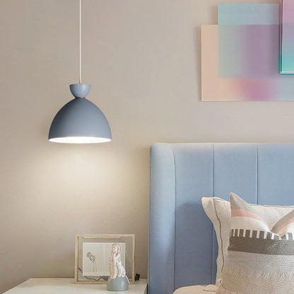 Modern Minimalist Cream Round Bowl Cone Iron 1-Light Pendant Light For Living Room