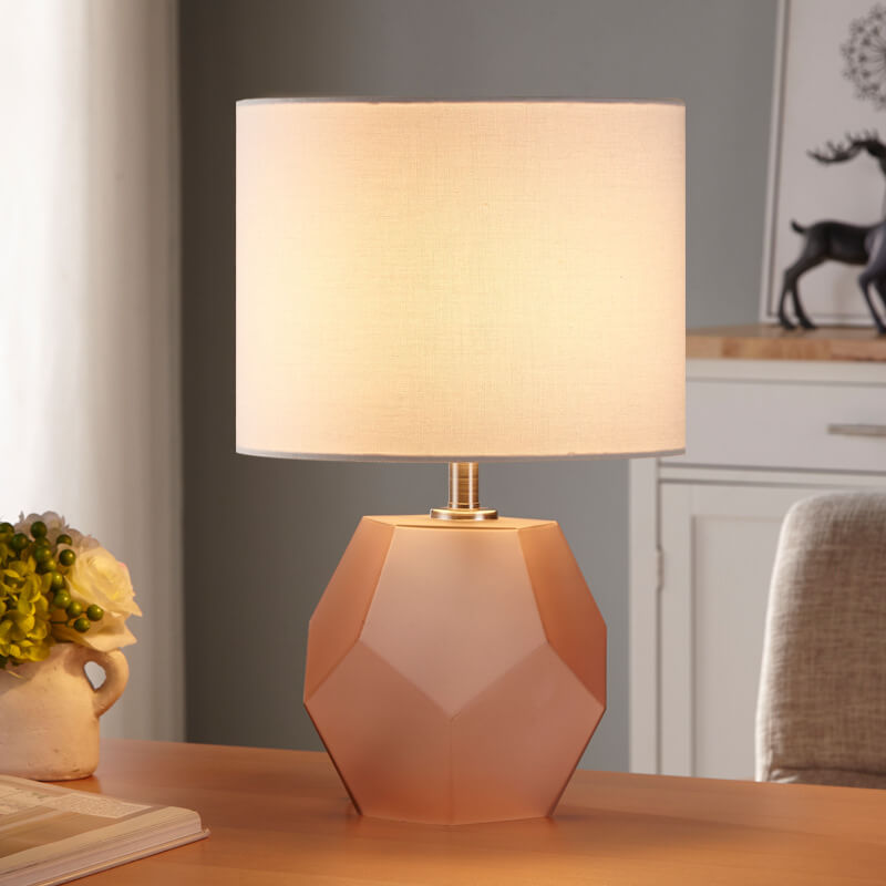 Nordic Drum Fabric Rhombus Ball Base 1-Light Table Lamp