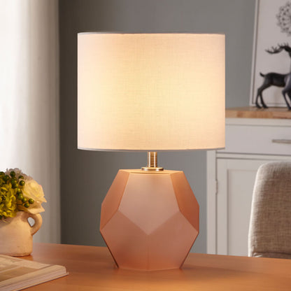 Nordic Drum Fabric Rhombus Ball Base 1-Light Table Lamp