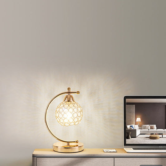 Modern Luxury Crystal Iron 1-Light Table Lamp For Bedroom