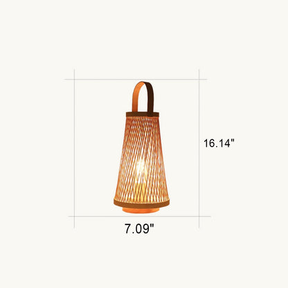 Japanese Simple Bamboo Weaving Lantern 1-Light Portable Table Lamp