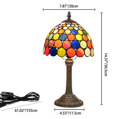 Traditional Tiffany Resin Glass Dome Round 1-Light Table Lamp For Bedside