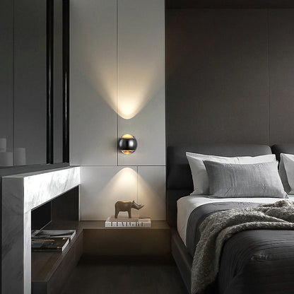 Contemporary Nordic Aluminum Semicircle Up And Down Luminous LED Spotlight Wall Sconce Lamp For Bedroom