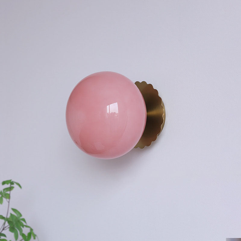 Modern Vintage Minimalist Iron Glass Round Head 1-Light Wall Sconce Lamp