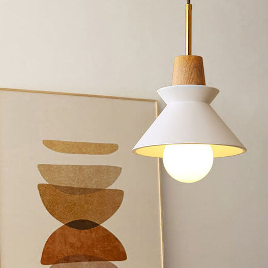 Nordic Minimalist Macaron Wood Cement  1-Light Pendant Light