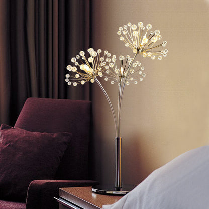 Nordic Creative Dandelion Crystal Bead Iron  3-Light Table Lamp