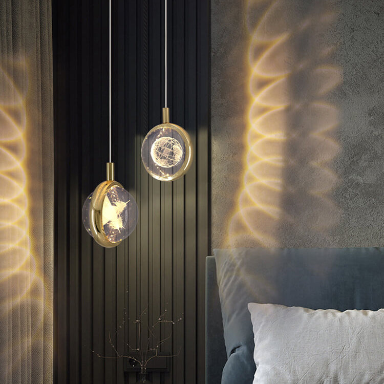 مصباح LED معلق متعدد الأنماط على شكل كرة بلورية ثلاثية الأبعاد إبداعي 