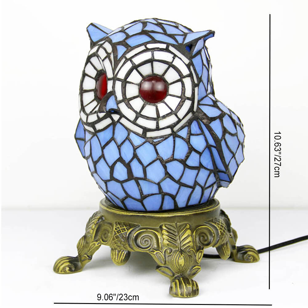 Vintage Tiffany Cartoon Parrot Resin Stained Glass 1-Light Table Lamp