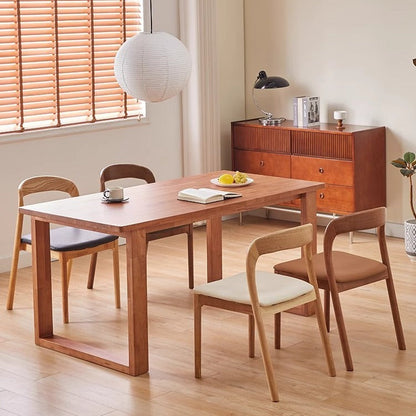 Traditional Vintage Square Braided Rope Seat Wood Frame Dining Chair Backrest Armless For Dining Room