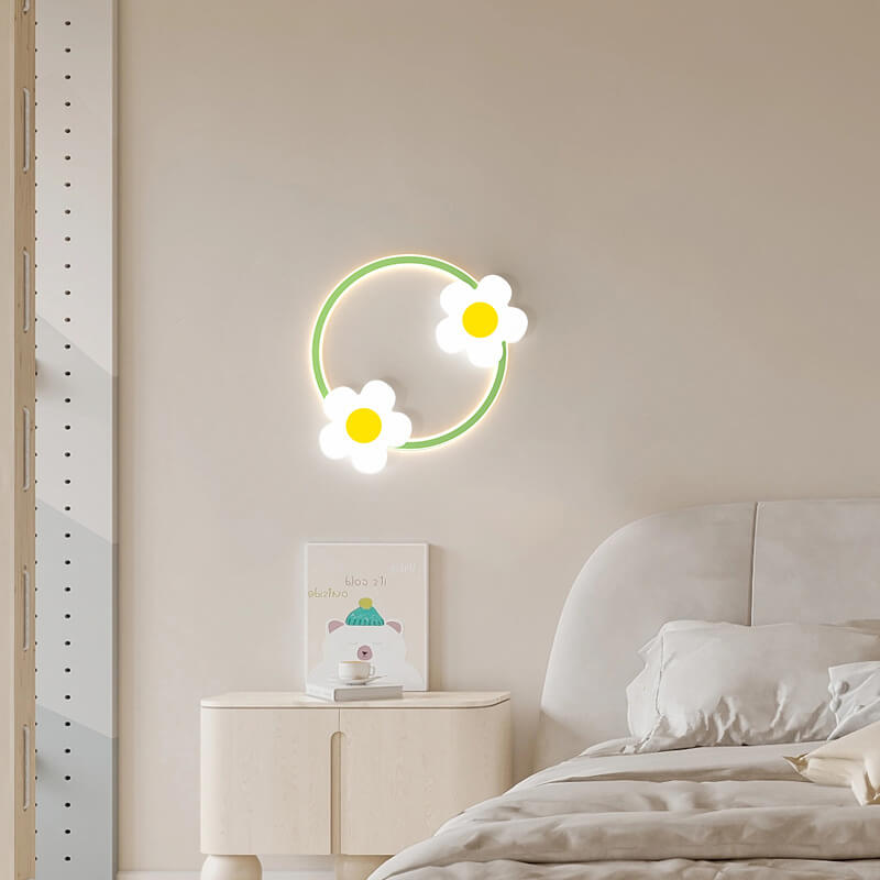 مصباح حائط LED بتصميم دوار الشمس من الأكريليك بتصميم عصري بسيط من الحديد 