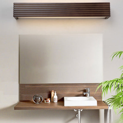 Modern Chinese Walnut Square Bar Vanity LED Wall Sconce Lamp