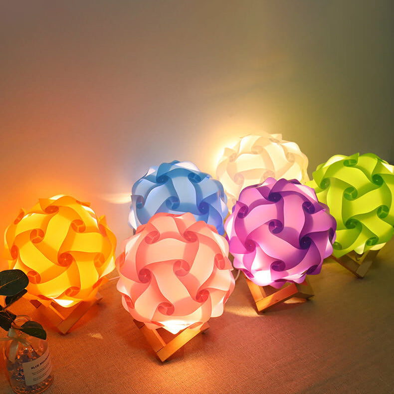 Creative DIY Round Hydrangea Combination Design LED Night Light Table Lamp