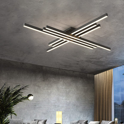 Industrial Aluminum Creative Geometric Line LED Flush Mount Light