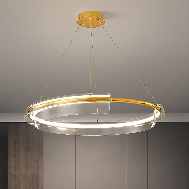 ثريا LED معاصرة من الألومنيوم والأكريليك بتصميم دائري دائري لغرفة المعيشة 